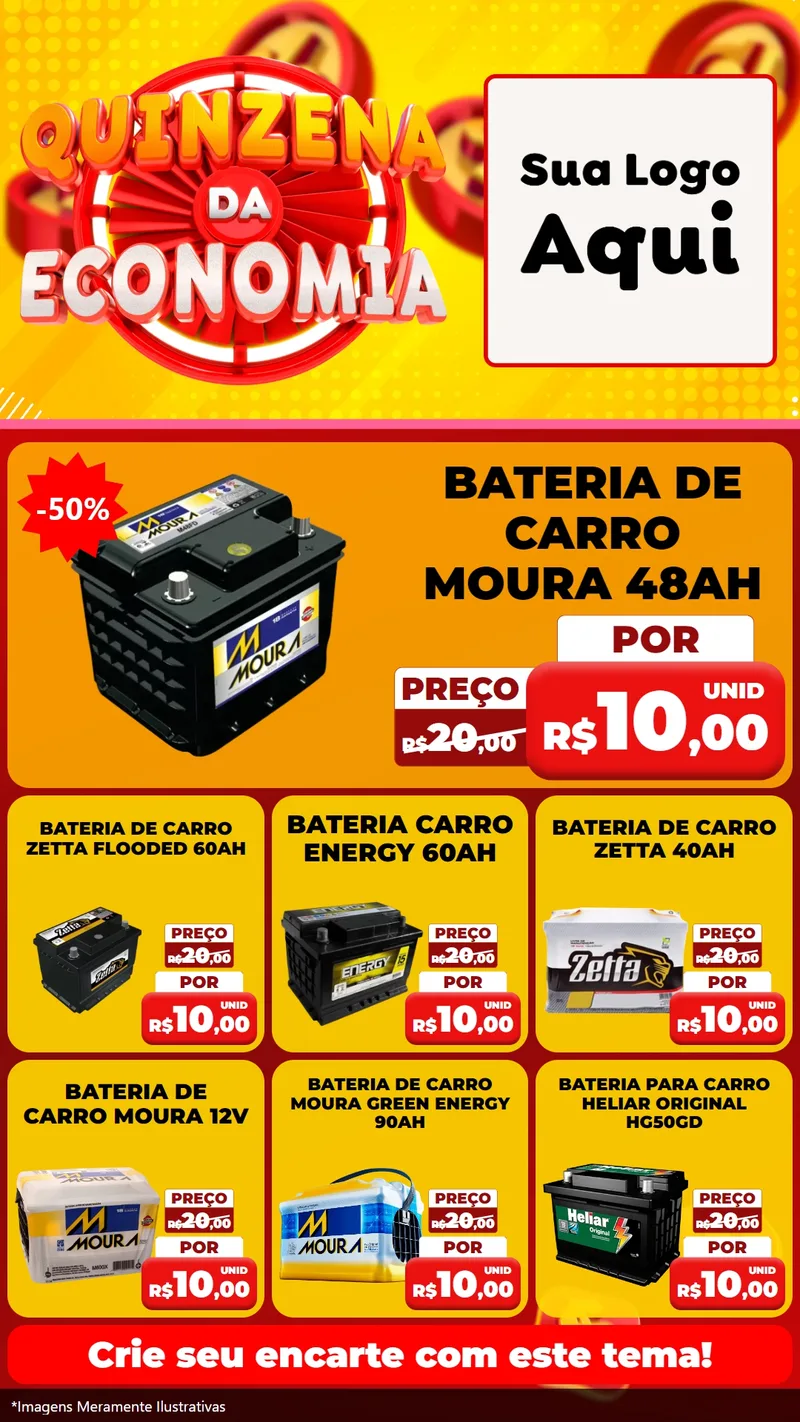 Modelo de Rede Social para Stories com o tema Quinzena Da Economia para Baterias Elétricas