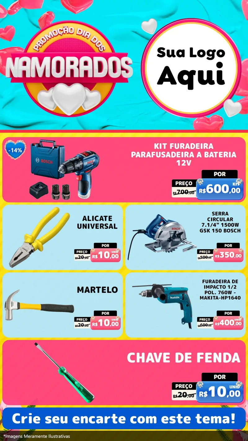 Modelo de TV para TV Vertical com o tema Promoção Dia dos Namorados para Maquinas e Ferramentas