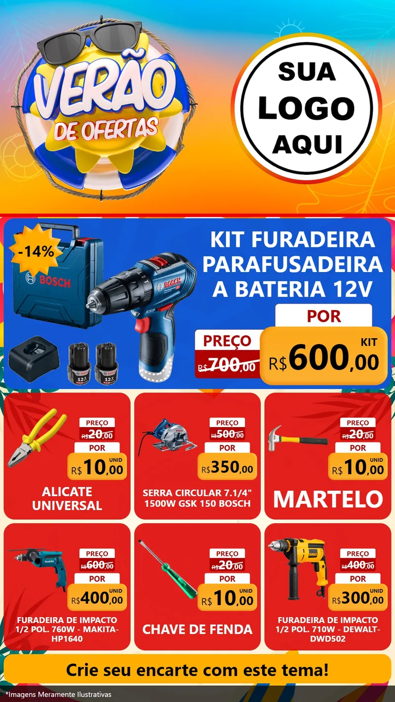 Modelo de Rede Social para Stories com o tema Verão de Ofertas para Maquinas e Ferramentas
