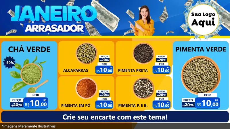 Modelo de TV para TV Horizontal com o tema Janeiro Arrasador para Produtos Naturais