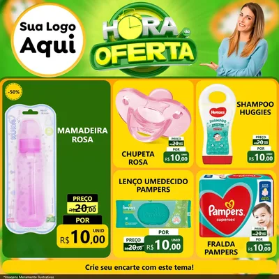Modelo de Rede Social para Feed Facebook com o tema Hora da Oferta para Bebês