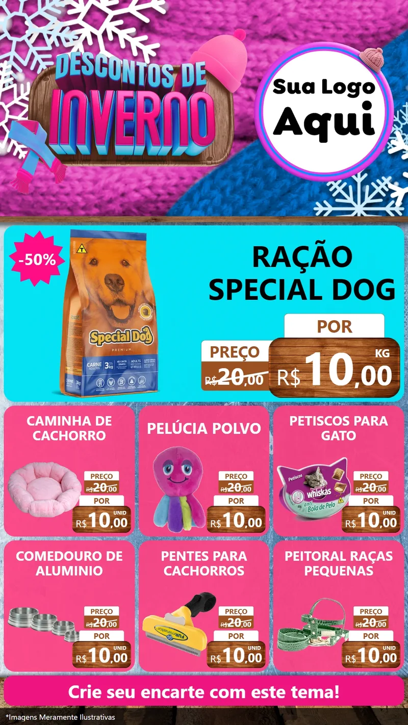 Modelo de Rede Social para Stories com o tema Descontos de Inverno para Pet Shop