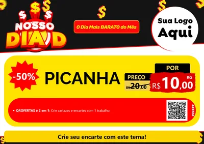 Modelo de Cartaz para Cartaz A4 Horizontal com o tema Nosso Dia D para Açougue