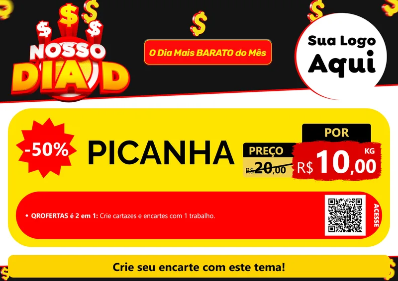 Modelo de Cartaz para Cartaz A4 Horizontal com o tema Nosso Dia D para Açougue