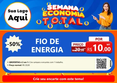 Modelo de Cartaz para Cartaz A4 Horizontal com o tema Semana Economia Total para Materiais Elétricos