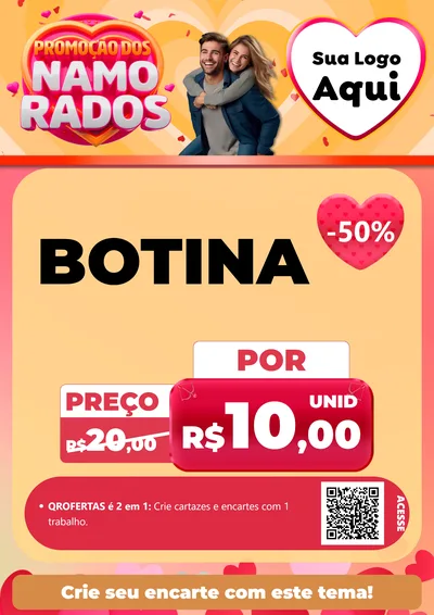 Modelo de Cartaz para Cartaz A4 Vertical com o tema Promoção dos Namorados para Agropecuária