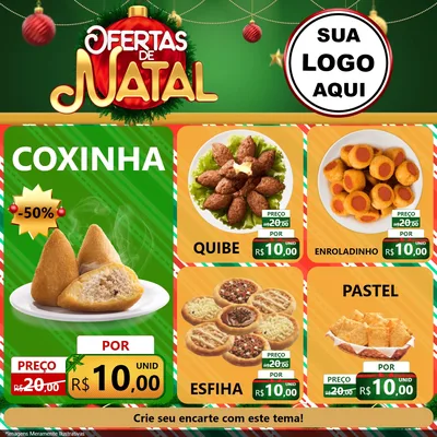 Modelo de Rede Social para Feed Facebook com o tema Ofertas de Natal para Salgadaria
