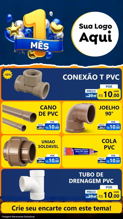 Modelo de TV para TV Vertical com o tema Um Mês de Aniversário para Tubos e conexões