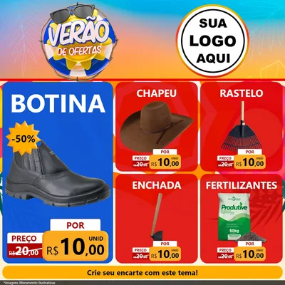 Modelo de Rede Social para Feed Facebook com o tema Verão de Ofertas para Agropecuária