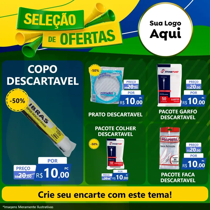 Modelo de Rede Social para Feed Facebook com o tema Seleção de Ofertas - Copa para Embalagens