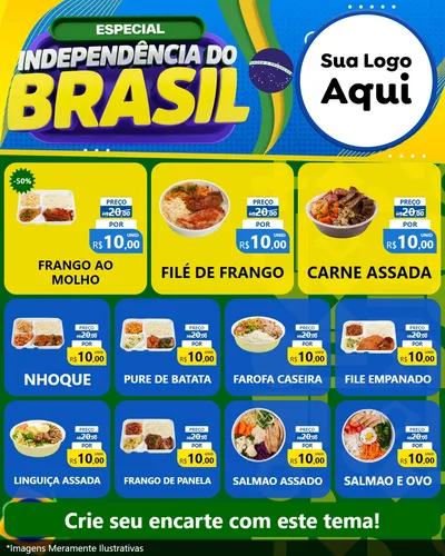 Modelo de Rede Social para Feed Instagram com o tema Especial Independência do Brasil para Restaurante