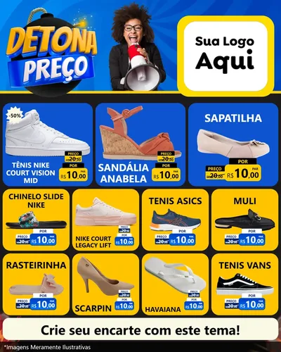 Modelo de Rede Social para Feed Instagram com o tema Detona Preços para Calçados