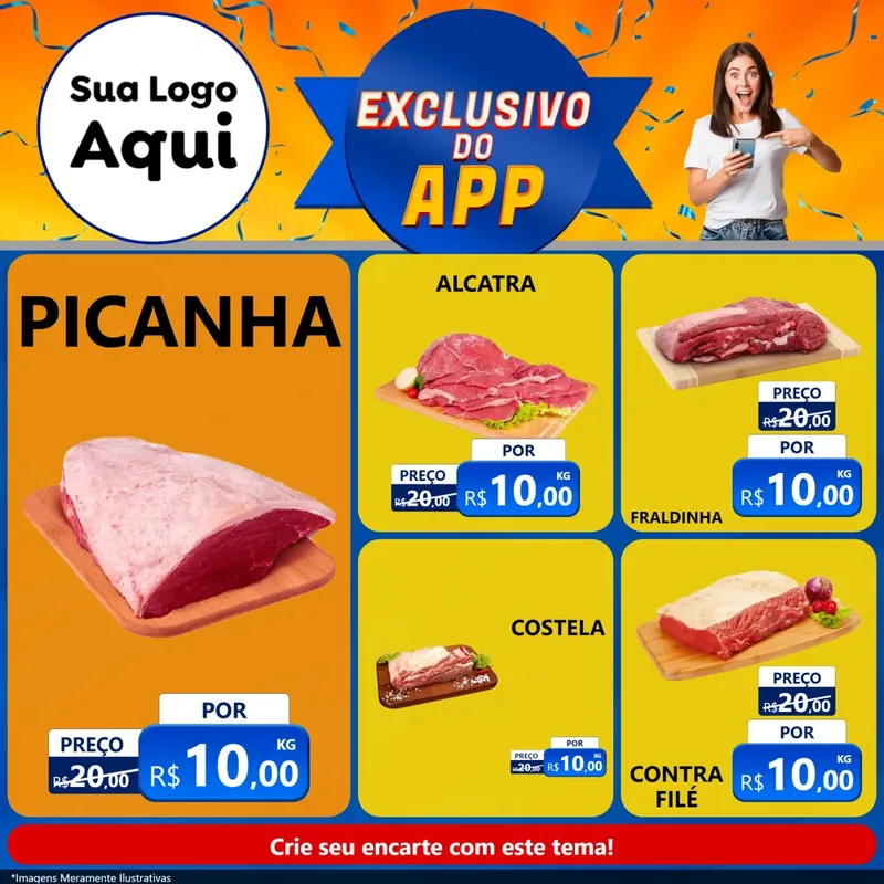 Modelo de Rede Social para Feed Facebook com o tema Exclusivo do Aplicativo para Açougue
