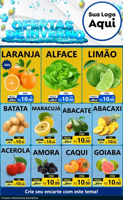Modelo de Encarte para Encarte Grande com o tema Ofertas de Inverno para Hortifrúti