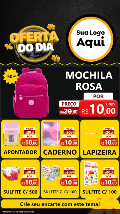 Modelo de Rede Social para Stories com o tema Oferta Do Dia para Papelaria