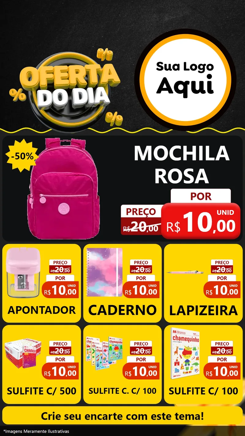 Modelo de Rede Social para Stories com o tema Oferta Do Dia para Papelaria