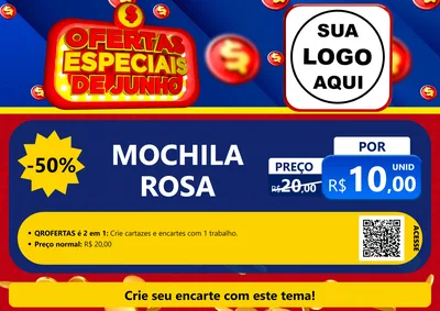 Modelo de Cartaz para Cartaz A4 Horizontal com o tema Ofertas Especiais de Junho para Papelaria