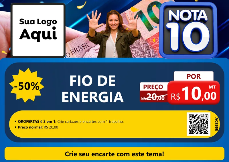 Modelo de Cartaz para Cartaz A4 Horizontal com o tema Nota 10 para Materiais Elétricos