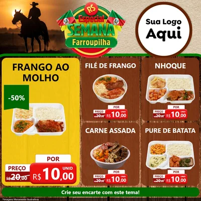 Modelo de Rede Social para Feed Facebook com o tema Especial Semana Farroupilha para Restaurante