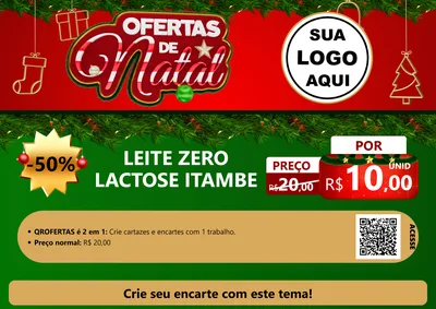 Modelo de Cartaz para Cartaz A4 Horizontal com o tema Ofertas de Natal para Frios e Laticínios