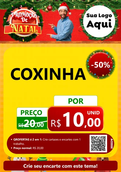 Modelo de Cartaz para Cartaz A4 Vertical com o tema Promoção de Natal para Salgadaria