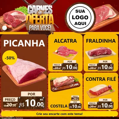 Modelo de Rede Social para Feed Facebook com o tema Carnes em Oferta Para Você para Açougue