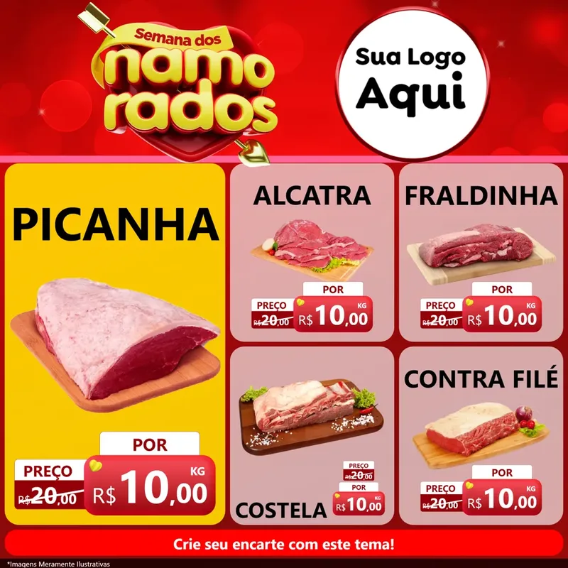 Modelo de Rede Social para Feed Facebook com o tema Semana dos namorados para Açougue
