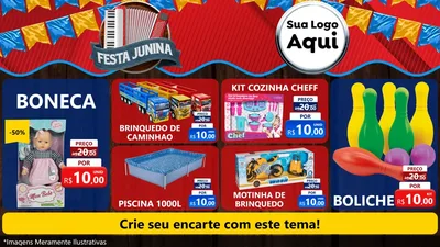 Modelo de TV para TV Horizontal com o tema Festa Junina para Brinquedos