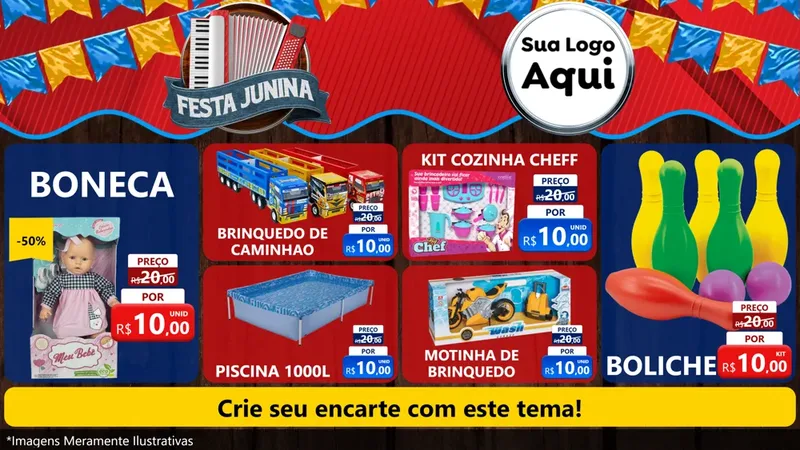 Modelo de TV para TV Horizontal com o tema Festa Junina para Brinquedos