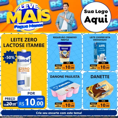 Modelo de Rede Social para Feed Facebook com o tema Leve Mais, Pague Menos para Frios e Laticínios