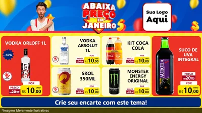 Modelo de TV para TV Horizontal com o tema Abaixa Preço em Janeiro para Distribuidora de bebidas