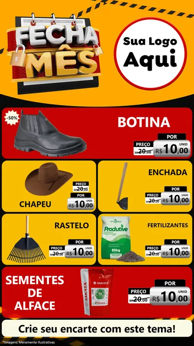 Modelo de TV para TV Vertical com o tema Fecha Mês para Agropecuária