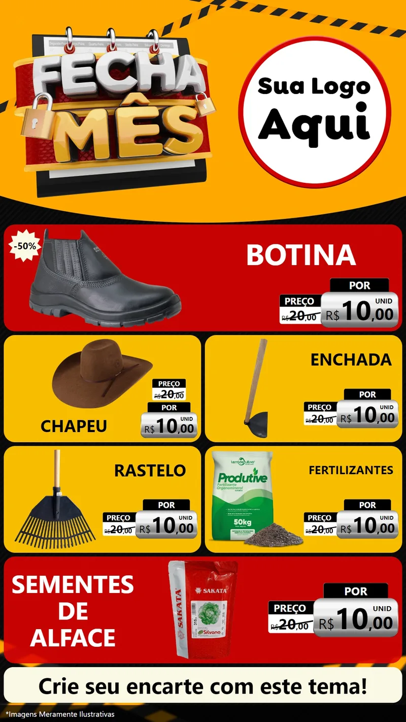 Modelo de TV para TV Vertical com o tema Fecha Mês para Agropecuária