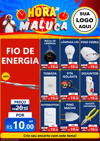 Modelo de Encarte para Encarte A4 Vertical com o tema Hora Maluca para Materiais Elétricos