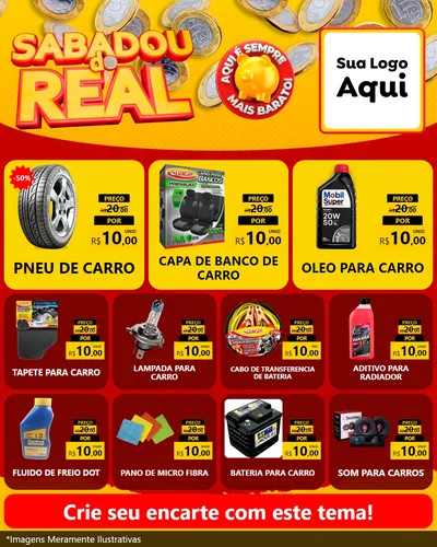 Modelo de Rede Social para Feed Instagram com o tema Sabadou do Real para Auto peças