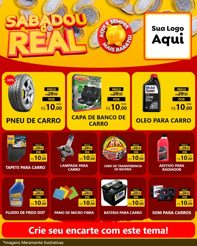 Modelo de Rede Social para Feed Instagram com o tema Sabadou do Real para Auto peças