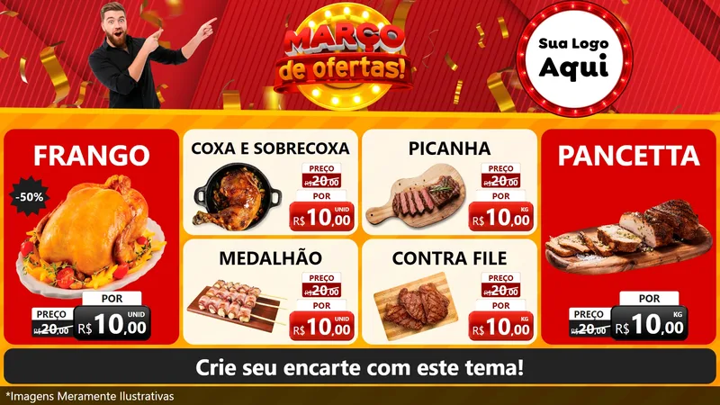 Modelo de TV para TV Horizontal com o tema Março de Ofertas! para Assados
