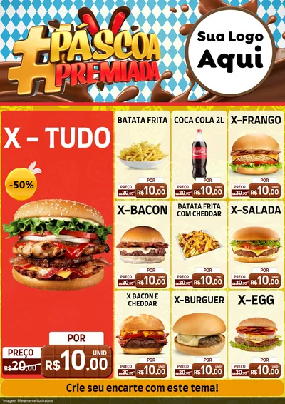 Modelo de Encarte para Encarte A4 Vertical com o tema Páscoa Premiada para Hamburgueria