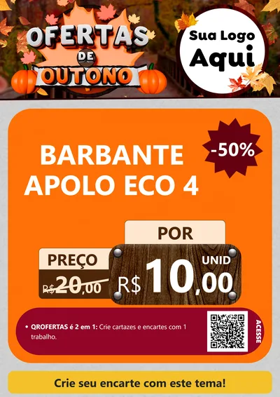 Modelo de Cartaz para Cartaz A4 Vertical com o tema Ofertas de Outono para Armarinho e Aviamentos
