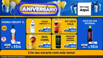 Modelo de TV para TV Horizontal com o tema Aniversário para Distribuidora de bebidas
