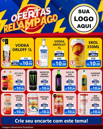 Modelo de Rede Social para Feed Instagram com o tema Ofertas Relâmpago para Distribuidora de bebidas