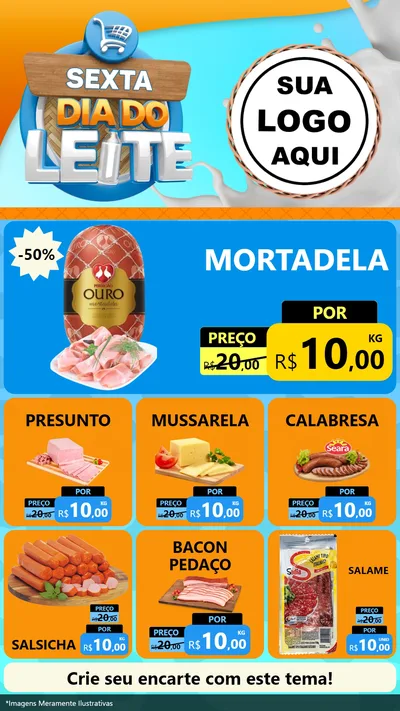 Modelo de Rede Social para Stories com o tema Sexta Dia do Leite para Frios e Laticínios