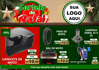 Modelo de Encarte para Encarte A4 Horizontal com o tema Sorteio de Natal para Moto peças