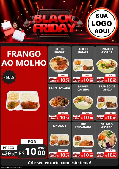 Modelo de Encarte para Encarte A4 Vertical com o tema Black Friday para Restaurante