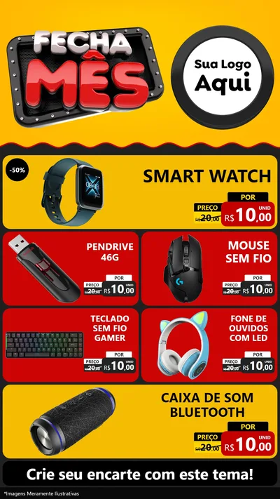 Modelo de TV para TV Vertical com o tema Fecha Mês para Informática