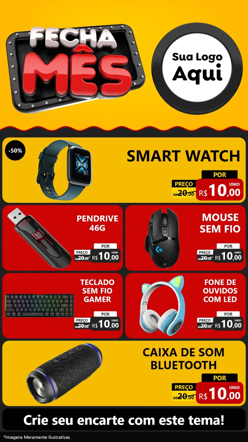 Modelo de TV para TV Vertical com o tema Fecha Mês para Informática