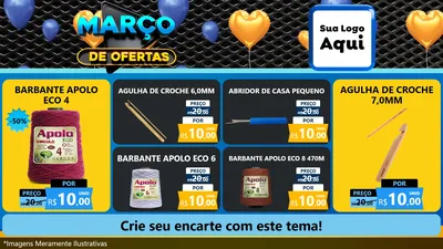 Modelo de TV para TV Horizontal com o tema Março de Ofertas para Armarinho e Aviamentos