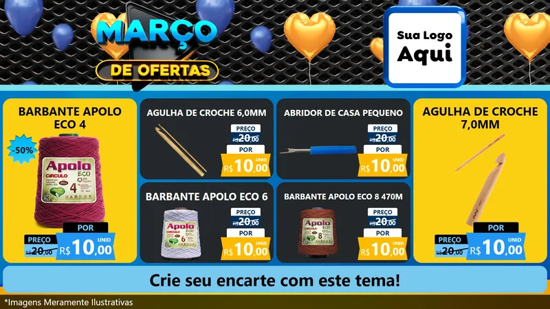 Modelo de TV para TV Horizontal com o tema Março de Ofertas para Armarinho e Aviamentos
