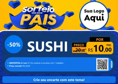 Modelo de Cartaz para Cartaz A4 Horizontal com o tema Sorteio Dia dos Pais para Comida japonesa