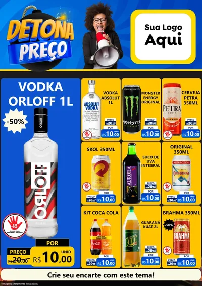 Modelo de Encarte para Encarte A4 Vertical com o tema Detona Preços para Distribuidora de bebidas